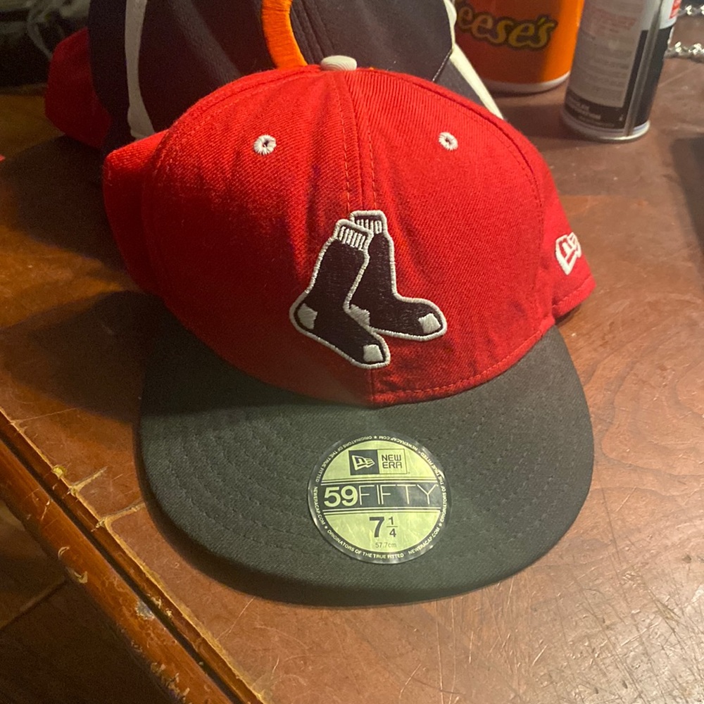 New Era Boston Red Sox Red and Black 59FIFTY Fitted Hat 7 1/4